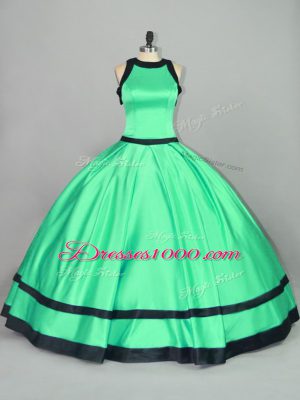 Floor Length Ball Gowns Sleeveless Apple Green 15th Birthday Dress Zipper