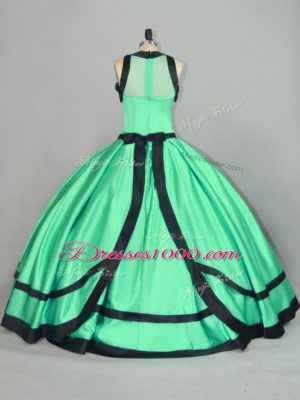 Floor Length Ball Gowns Sleeveless Apple Green 15th Birthday Dress Zipper