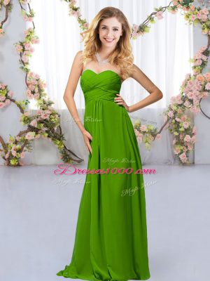 Cheap Floor Length Green Wedding Guest Dresses Chiffon Sleeveless Beading