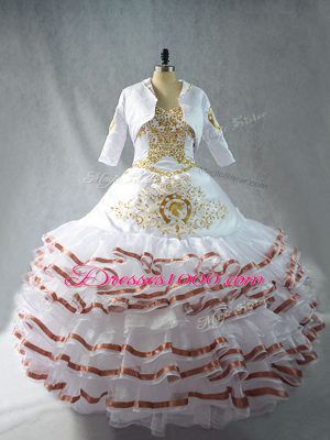 Captivating White Sleeveless Organza Lace Up 15th Birthday Dress for Sweet 16 and Quinceanera