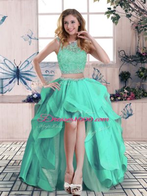 High Low Apple Green Pageant Dress for Teens Scoop Sleeveless Zipper