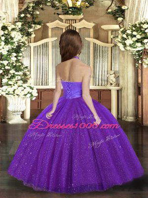 Top Selling Ruching Little Girls Pageant Gowns Fuchsia Lace Up Sleeveless Floor Length