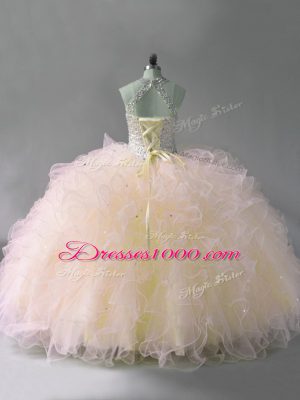 Low Price Pink Sleeveless Tulle Lace Up Quinceanera Dress for Sweet 16 and Quinceanera