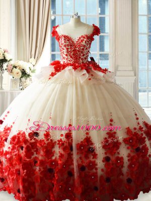 Sleeveless Brush Train Zipper Hand Made Flower Sweet 16 Dresses