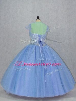 Colorful Floor Length Blue Quinceanera Dresses Sweetheart Sleeveless Lace Up