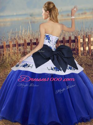 Smart White And Purple Sleeveless Tulle Lace Up Quinceanera Gown for Military Ball and Sweet 16 and Quinceanera