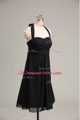 Dramatic Sleeveless Chiffon Mini Length Zipper Homecoming Dress in Black with Ruching