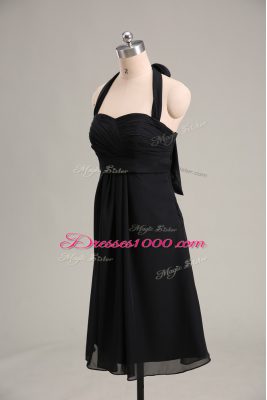 Dramatic Sleeveless Chiffon Mini Length Zipper Homecoming Dress in Black with Ruching