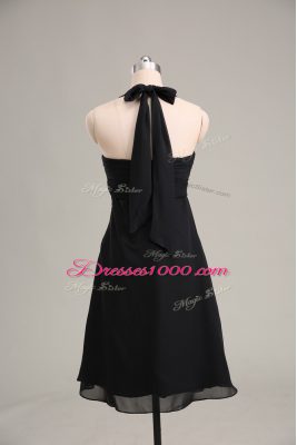 Dramatic Sleeveless Chiffon Mini Length Zipper Homecoming Dress in Black with Ruching