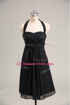 Dramatic Sleeveless Chiffon Mini Length Zipper Homecoming Dress in Black with Ruching