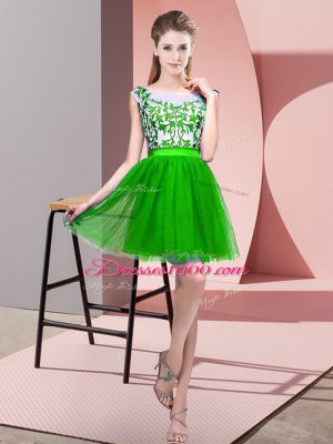 Green Bateau Zipper Lace Bridesmaid Gown Sleeveless