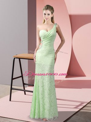 Sleeveless Criss Cross Floor Length Beading and Lace Prom Dress