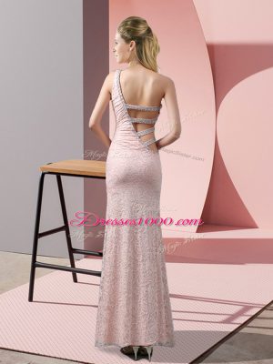 Sleeveless Criss Cross Floor Length Beading and Lace Prom Dress