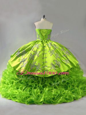 Hot Sale Sweet 16 Quinceanera Dress Sweet 16 and Quinceanera with Embroidery Sweetheart Sleeveless Court Train Lace Up