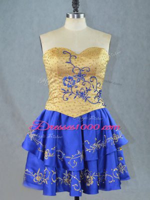 Best Selling Royal Blue Sleeveless Satin Lace Up Casual Dresses for Prom and Party