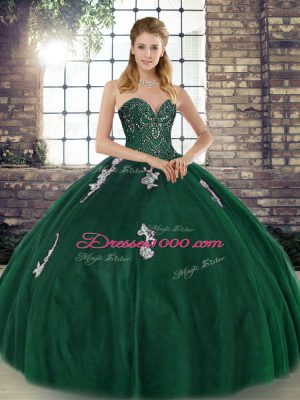 New Style Tulle Sleeveless Floor Length 15 Quinceanera Dress and Beading and Appliques