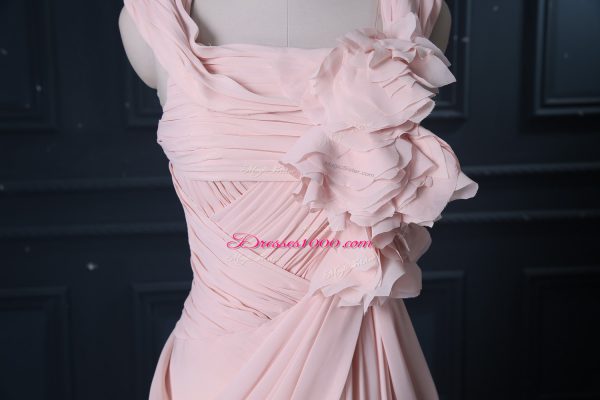 Colorful Sleeveless Brush Train Zipper Ruching Evening Dress