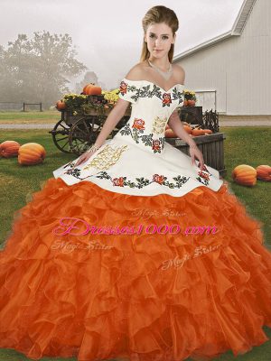 Organza Sleeveless Floor Length Quinceanera Dresses and Embroidery and Ruffles