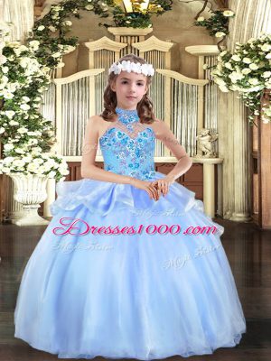 Organza Sleeveless Floor Length Party Dress for Toddlers and Appliques