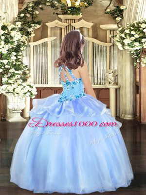 Organza Sleeveless Floor Length Party Dress for Toddlers and Appliques