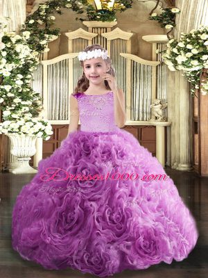 Top Selling Floor Length Lilac Party Dress for Toddlers Scoop Sleeveless Zipper