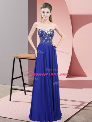 Sweetheart Sleeveless Zipper Junior Homecoming Dress Royal Blue Chiffon