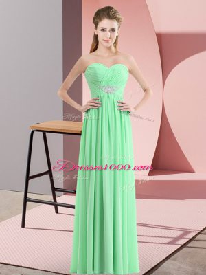 Apple Green Empire Sweetheart Sleeveless Chiffon Floor Length Zipper Beading Celebrity Dress