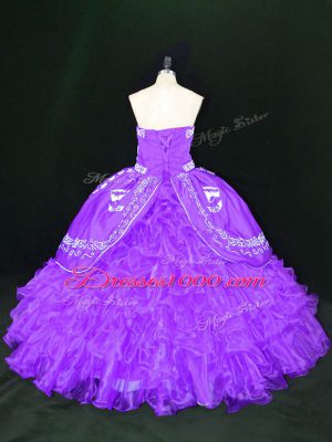 Floor Length Ball Gowns Sleeveless Lavender Quince Ball Gowns Lace Up