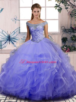 Beauteous Tulle Sleeveless Floor Length 15 Quinceanera Dress and Beading and Ruffles