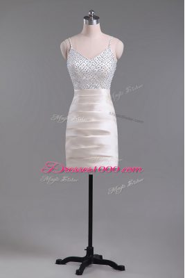 Custom Made Champagne Side Zipper Straps Beading Prom Party Dress Satin Sleeveless
