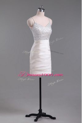 Custom Made Champagne Side Zipper Straps Beading Prom Party Dress Satin Sleeveless