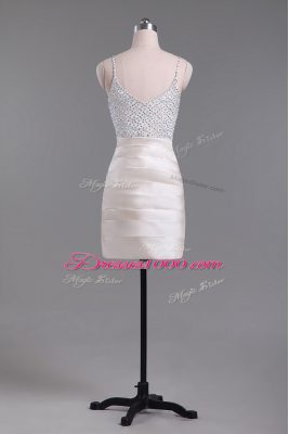 Custom Made Champagne Side Zipper Straps Beading Prom Party Dress Satin Sleeveless