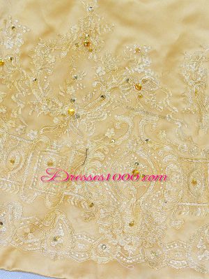 Spectacular Gold Sequined Lace Up Sweetheart Sweet 16 Dresses Court Train Beading and Appliques