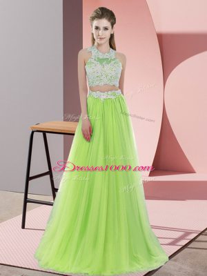 Dynamic Halter Top Sleeveless Tulle Quinceanera Court Dresses Lace Zipper