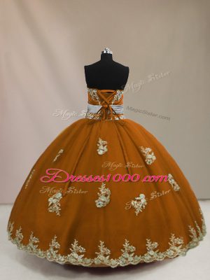 Eye-catching Appliques Quinceanera Dress Brown Lace Up Sleeveless Floor Length