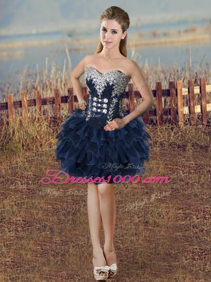 Beauteous Sweetheart Sleeveless Organza Cocktail Dresses Beading and Ruffled Layers Lace Up