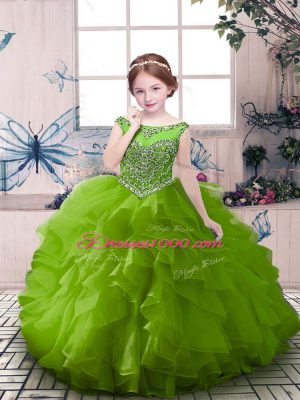 Excellent Floor Length Ball Gowns Sleeveless Green Party Dress Zipper