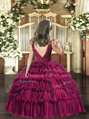 Great Sleeveless Beading and Ruffled Layers Backless Glitz Pageant Dress