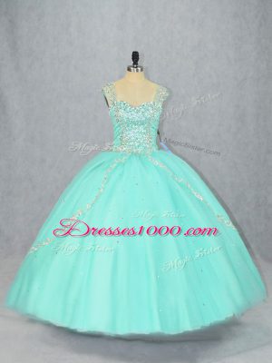 High Quality Ball Gowns Cap Sleeves Apple Green 15th Birthday Dress Brush Train Lace Up
