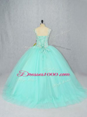 High Quality Ball Gowns Cap Sleeves Apple Green 15th Birthday Dress Brush Train Lace Up