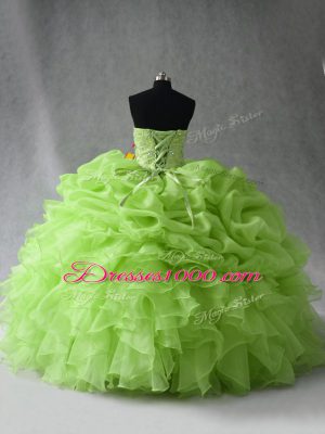 Sleeveless Beading and Ruffles and Pick Ups Lace Up Sweet 16 Dress