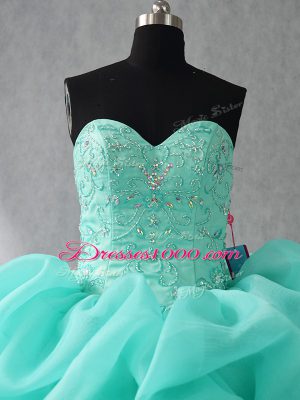 Organza Sleeveless Floor Length Quinceanera Dresses and Beading and Ruffles and Pick Ups