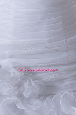 Gorgeous White Sleeveless Ruffles Lace Up Wedding Dress