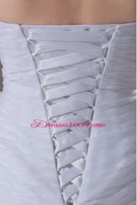 Gorgeous White Sleeveless Ruffles Lace Up Wedding Dress