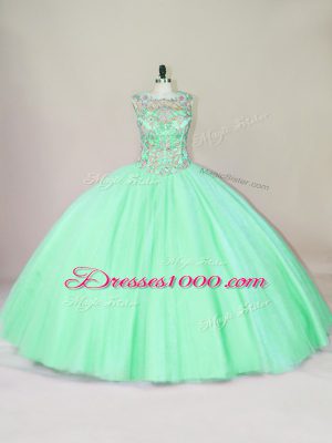 Delicate Sleeveless Lace Up Floor Length Beading Quinceanera Dresses