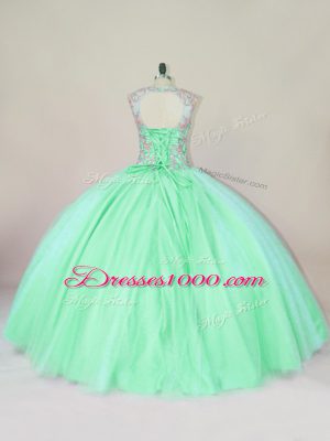 Delicate Sleeveless Lace Up Floor Length Beading Quinceanera Dresses