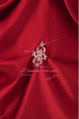 Inexpensive Ball Gowns Quinceanera Dresses Wine Red Strapless Taffeta Sleeveless Floor Length Lace Up