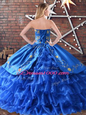 Aqua Blue Quinceanera Dress Sweet 16 and Quinceanera with Embroidery and Ruffled Layers Sweetheart Sleeveless Lace Up