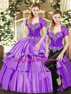 Sleeveless Beading and Ruffled Layers Lace Up Quinceanera Dress