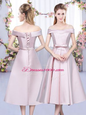 Dramatic Sleeveless High Low Ruching Lace Up Quinceanera Court Dresses with Baby Pink